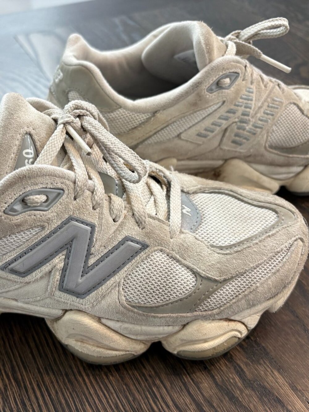 New Balance 9060 Sea Salt Beige Gray Suede Sneakers - Size 7.5